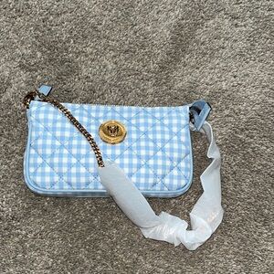Versace Mini Gingham Medusa Chain Bag – Pale Blue Calf Leather – NWT